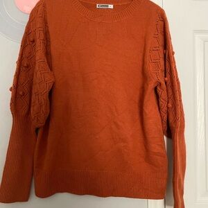 Elegant Orange Sweater with Lace Sleeves